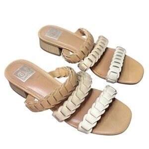 DV Dolce Vita Nalani Short Block Heel Squared Toe Sandal Tan Nude Size 8